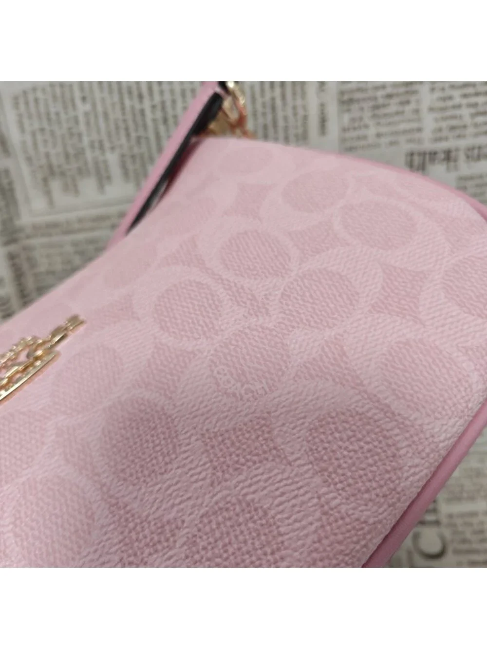 🥳🥳COACH Teri Shoulder Bag In Signature Canvas Pink nice - Picture 2 of 11